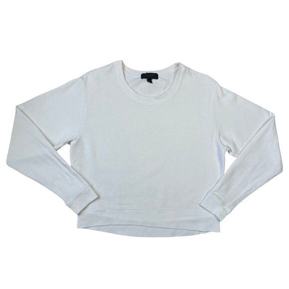 J.CREW White Crewneck Sweatshirt Size XS Preppy Coastal Classic Summer - Picture 3 of 14